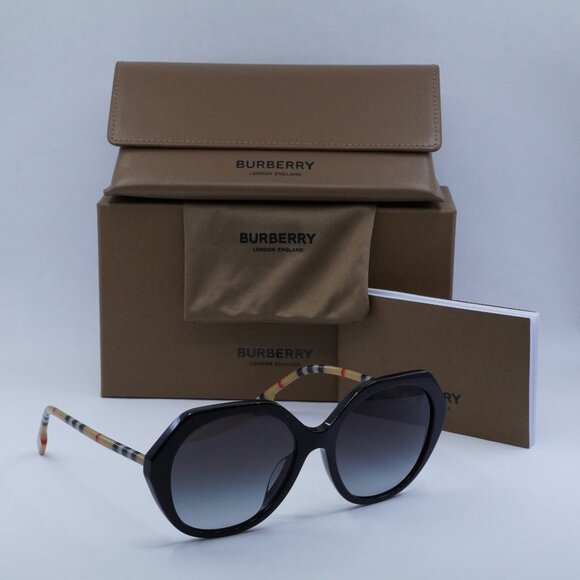 Burberry BE4375F 38538G Geometric Sunglasses - Black / Grey main image 4